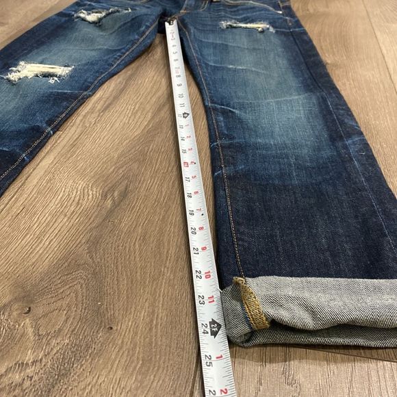AG Adriano Goldschmied Tomboy Boyfriend Distressed Cropped Blue Denim Jeans 24 - Picture 9 of 12